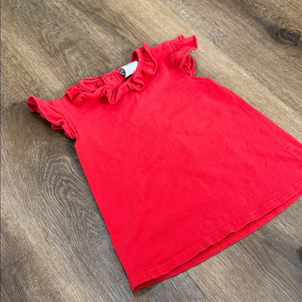 Stitchy Fish,Red Ruffle Top and Apple Print Shorts Set - Picture 5 of 10